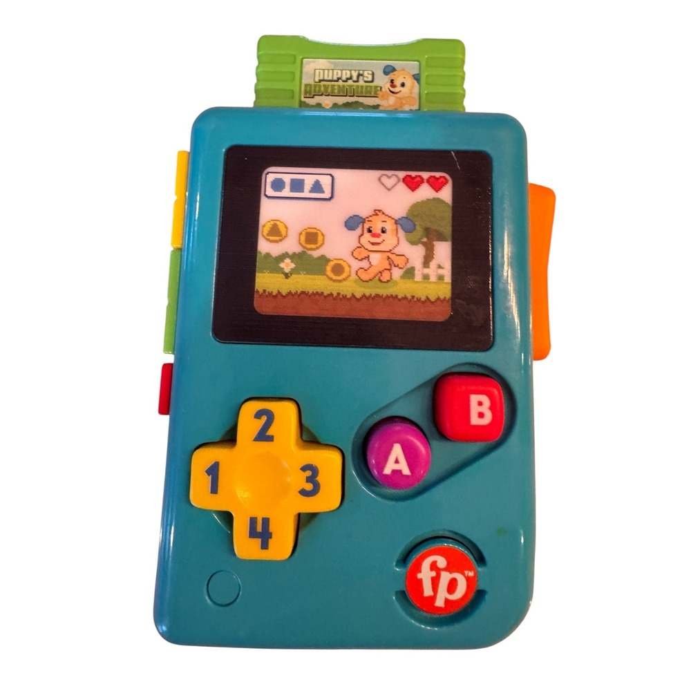 Fisher Price Laugh & Learn Lil Gamer Puppy's Adventure Blue Handheld Toy Works